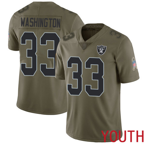 Oakland Raiders Limited Olive Youth DeAndre Washington Jersey NFL Football #33 2017 Salute to Jersey->youth nfl jersey->Youth Jersey